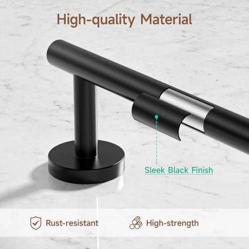 Modern 24-Inch Matte Black Bath Towel Bar Set