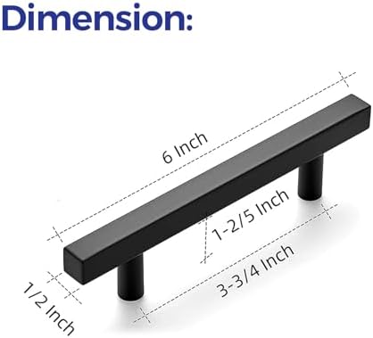 Ravinte 30-Piece 6 Square Cabinet Door Pulls Matte Black Stainless Steel