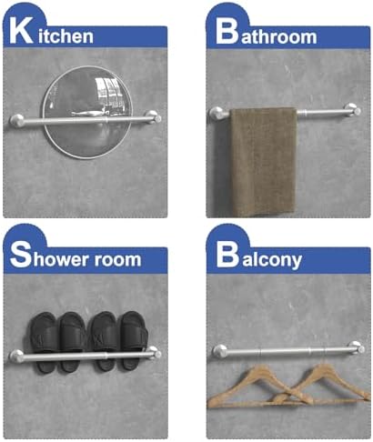 Adjustable Stainless Steel Towel Bar from 14 to 245 Inches for Bathroom Kitchen Use