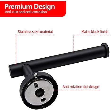 Sturdy Black Toilet Paper Holder Towel Ring Set