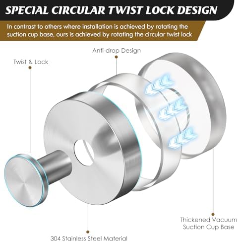 Premium Suction Cup shower hook for bathroom storage - Durable stainless steel anti-slip design