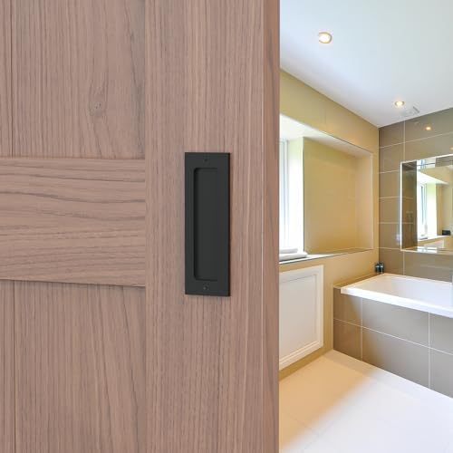 6 Rustic Door Pulls Set - Matte Black 2 Pack