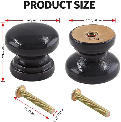 12-Piece Black Wood Dresser Knobs