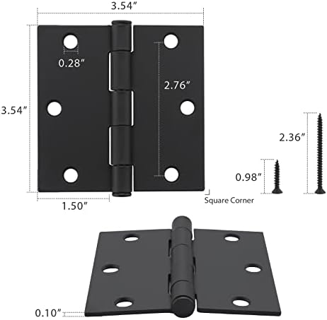 3 Pack Matte Black Door Hinge 35x35 InTool Home Master