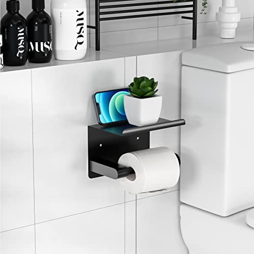 Curved Matte Black Toilet Paper Holder for Mega Rolls
