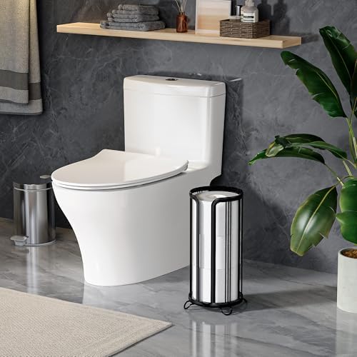 Epicano Toilet Paper Holder Stand Space-Saving Mega Roll Organizer Black