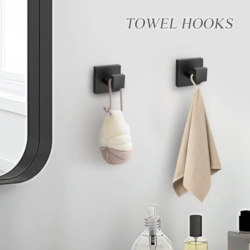 Sturdy Black Towel Bar Set with 5 Pieces for Bathroom