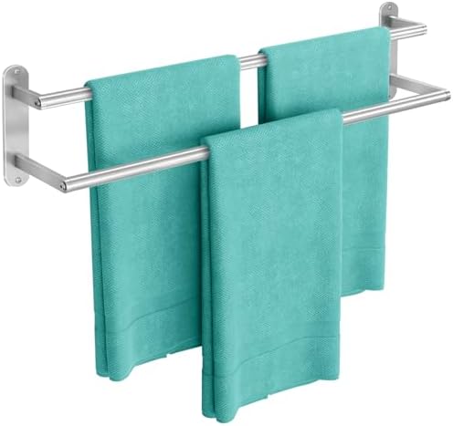 Simple Efficient Double Towel Bar Stainless Steel Bathroom Towel Holder Brushed Nickel