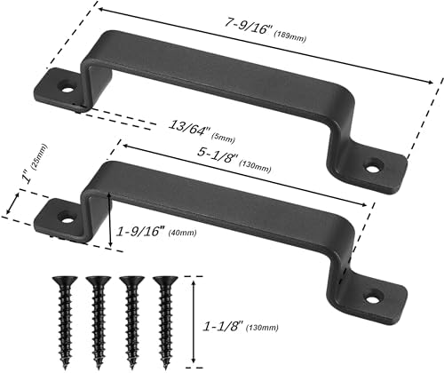 Premium Rustic Barn Door Handles Black 74-Inch Heavy-Duty
