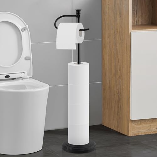 Sturdy Free Standing Toilet Paper Holder for Bathroom Storage