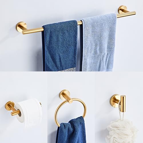 KUUBTH 5-Piece Brushed Gold Bathroom Hardware Set