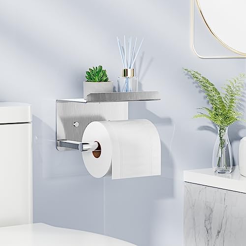 Susswiff Self-Adhesive Toilet Paper Roll Holder - Wall Mount Stainless Steel and Chrome Design