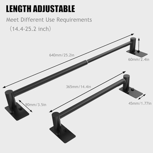 Adjustable Towel Bar 14-25inch 304 Stainless Steel Matte Black