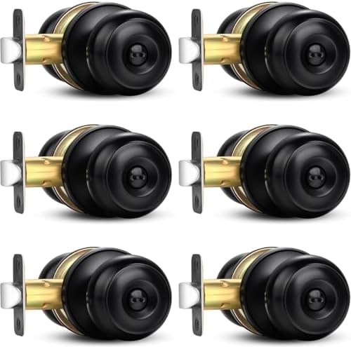 Sopoby 6-Piece Privacy Door Knobs Matte Black Modern Design