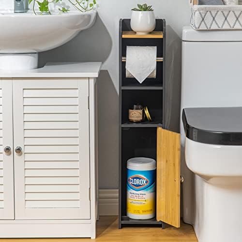 AOJEZOR Small Bathroom TP Holder Stand Black