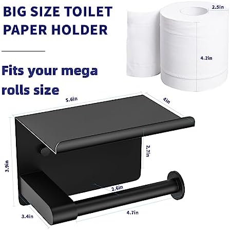 Curved Matte Black Toilet Paper Holder for Mega Rolls