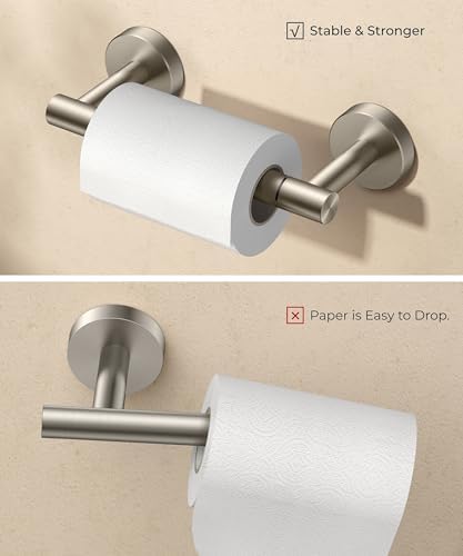 FORIOUS Wall Mount Toilet Paper Holder Stainless Steel Double Post Pivoting Design