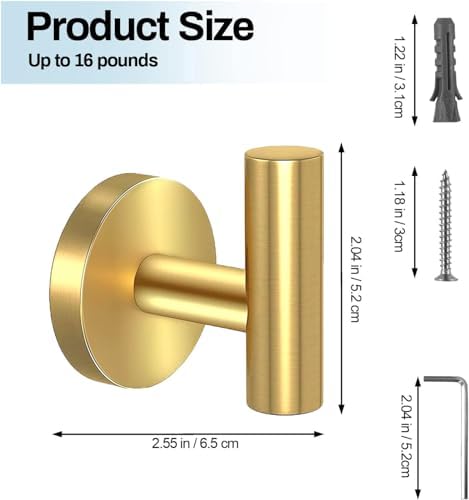 Kruodop 2-Pack Gold Matte Wall Towel Holder Rust-Resistant