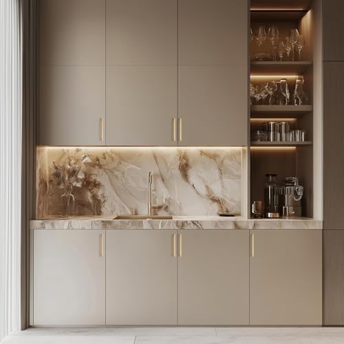 Ravinte 10 Pack Solid 5 Inch Kitchen Square Cabinet Handles Champagne Bronze