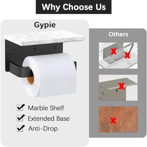 Gypie Marble Toilet Paper Holder with Extendable Base for Bathroom