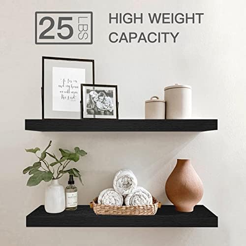 QEEIG 24-inch Wall Shelves Set of 2 Black 24 x 9 inch
