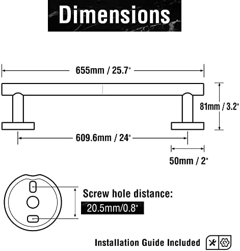 HITSLAM Brushed Nickel 257-Inch Towel Bar - Durable Bathroom Organizer