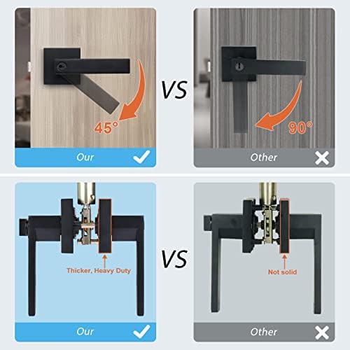 KNOBWELL Heavy Duty Door Lever Set Matte Black