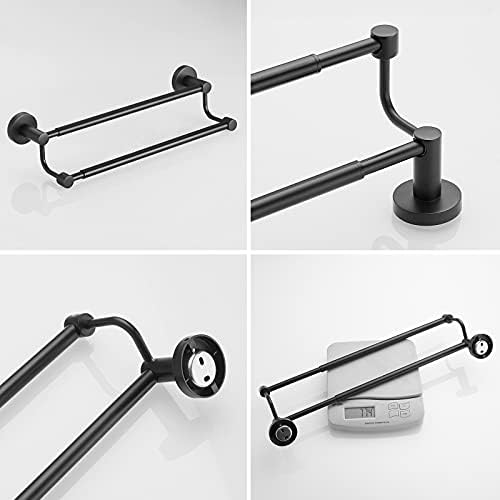 Adjustable 165-285 Double Towel Bar for Bathroom Matte Black