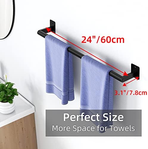 Heavy Duty Bathroom Towel Bar 24-Inch Matte Black Towel Holder for Home Decor