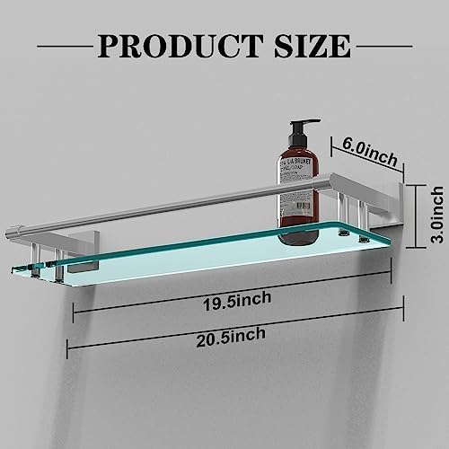 SFGSOWOR20 Stainless Steel Tempered Glass Wall Mount Shelf for Bathroom Sink Organizer