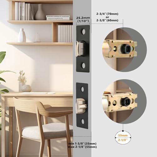 Adjustable Door Latch Set for 2-3860mm or 2-3470mm 45 Deadbolt Latch - Durable Replacement for Doors