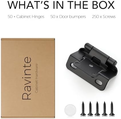 Matte Black 50-Piece Hinges for Kitchen Cabinets