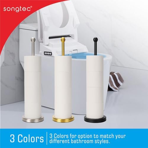 Songtec Gold Toilet Paper Holder Stand with Reserve