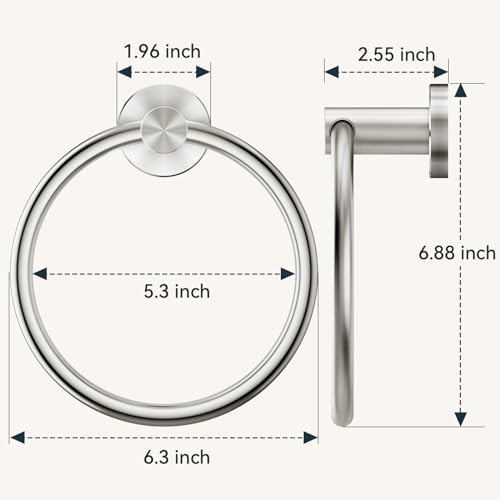 FORIOUS Brushed Nickel Towel Ring