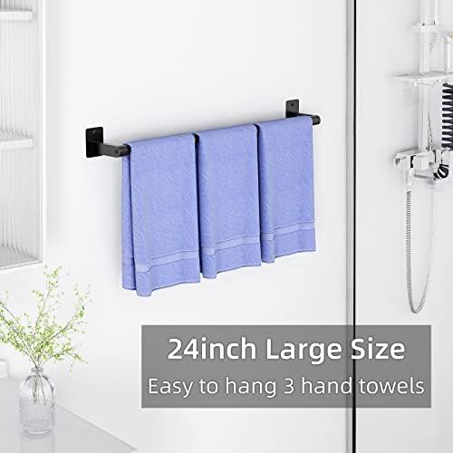 Heavy Duty Bathroom Towel Bar 24-Inch Matte Black Towel Holder for Home Decor