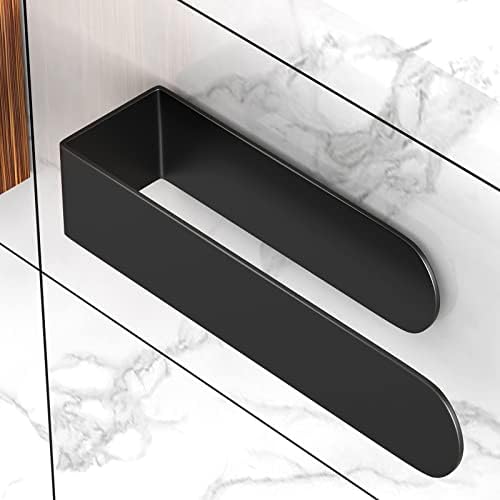 Premium Black Stainless Steel Towel Holder Wall-Mounted Self-Adhesive Towel Bar