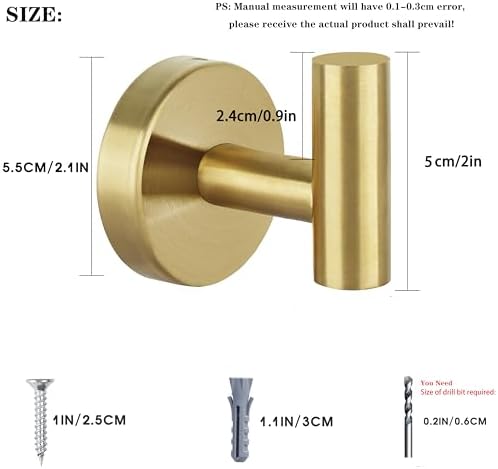 Homagic Stainless Steel Towel and Robe Hook Set with Gold Finish 4 Pack