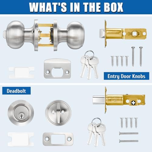 Sopoby 3-Set Entry Door Knob and Deadbolt Combos for Home Security