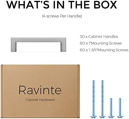 Ravinte 30-Piece Flush drawers Nickel Handles with 3-Inch Center to Center