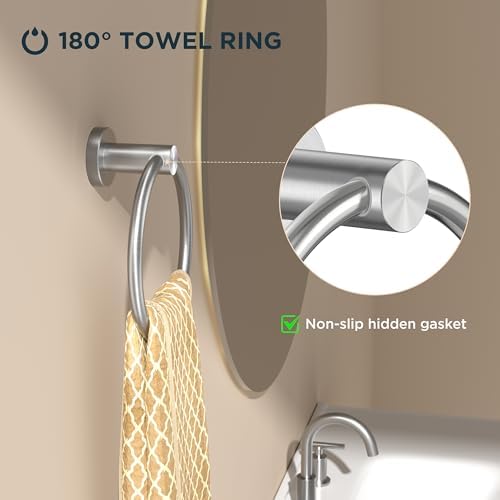 FORIOUS Brushed Nickel Towel Ring