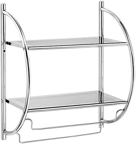 Tangkula Wall Mount 2 Tier Bathroom Shelf with BarsSimple Sturdy Home Storage Solution