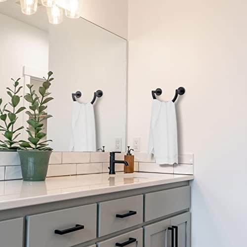 HouseAid - Stainless Steel Towel Holder Modern Bathroom Towel Ring for Hand Face Removal Wall-Mounted Matte Black