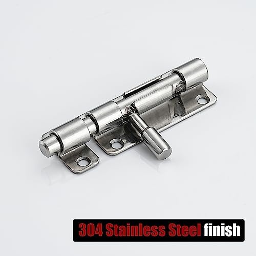 JQK 4-Inch 304 Stainless Steel Door Latch Secure Durable