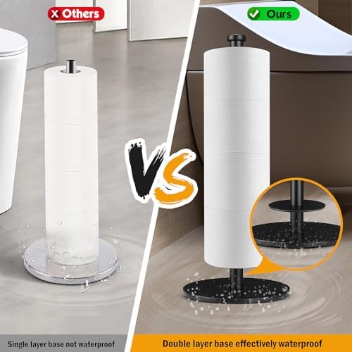 Carry Clean -Weighted Toilet Paper HolderSturdy 4 Roll Storage Stand Water Resistant for Home Bathroom