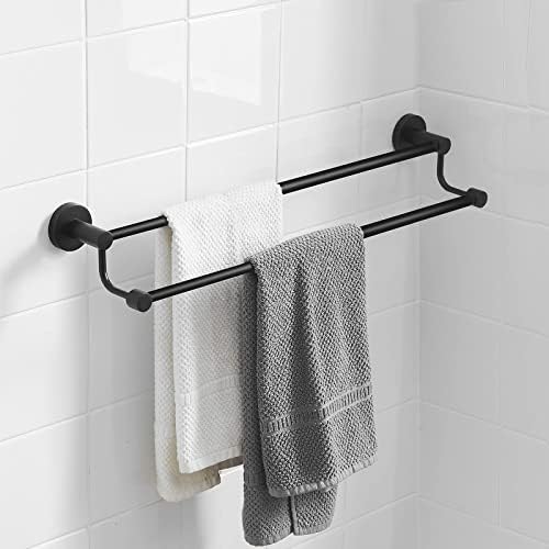 Adjustable 165-285 Double Towel Bar for Bathroom Matte Black
