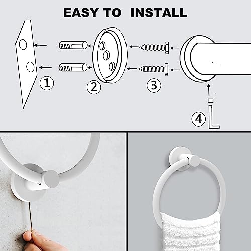 Stainless Steel White Towel Ring for Bathroom