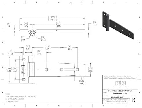 TCH 8 Heavy Duty Hinges Set - 2 Pack Polished Stainless Steel for Gates Doors sheds