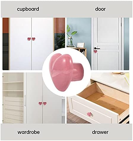 Kisangel 10PCS Pink Heart-Shaped Crystal Cabinet Drawer Pulls