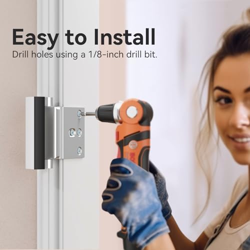 Eoleyiz2Pcs Door Reinforcement Locks 800lbs Childproof Aluminum Door Security Silver