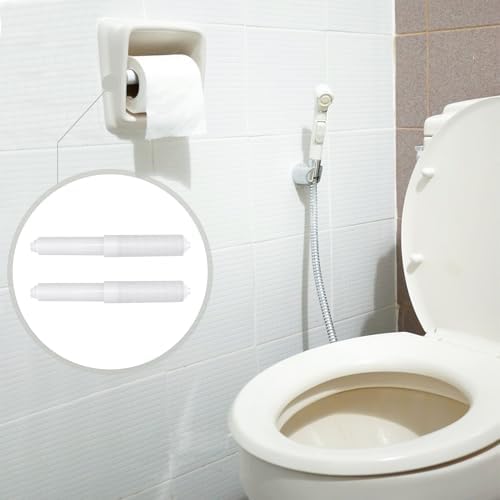 Two-Piece Plastic Toilet Paper Holder Spring Mechanism White